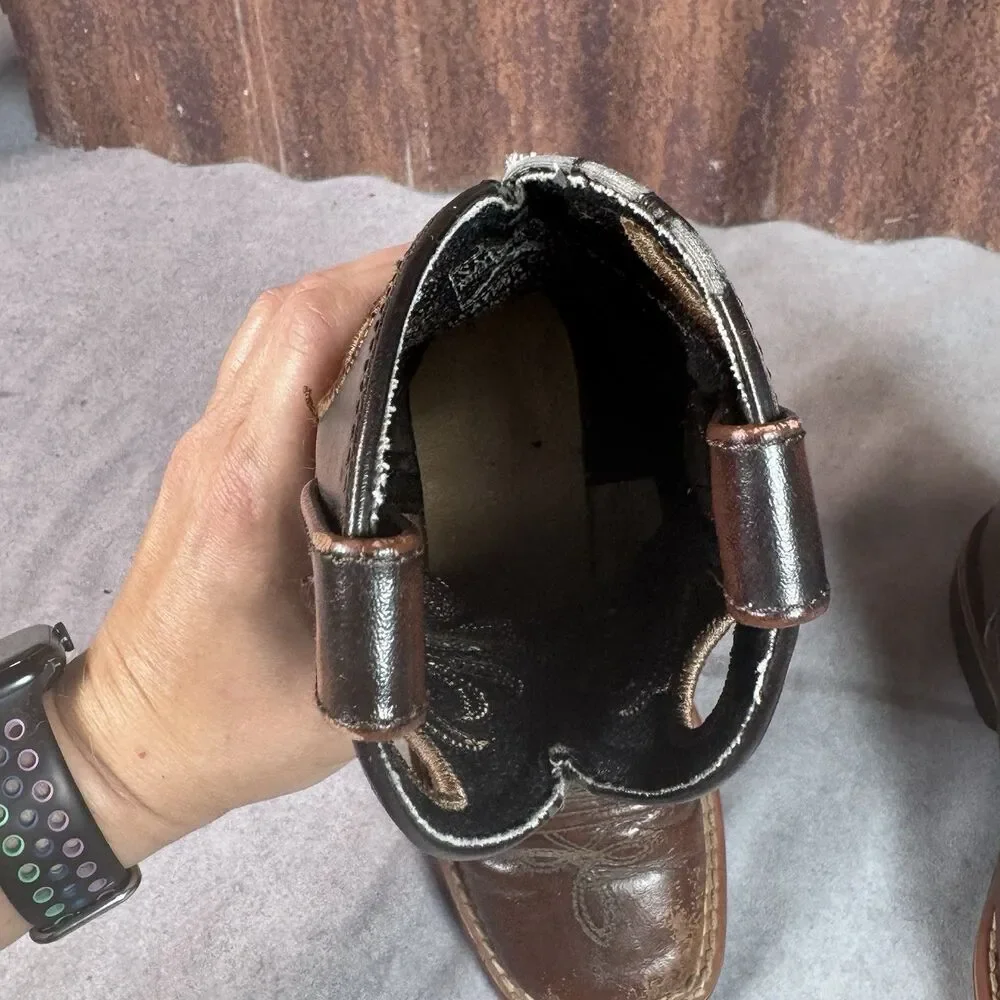 Kids Smoky Mountain Landry Cowboy Boots Brown Square Toe Size 12 R  Preowned